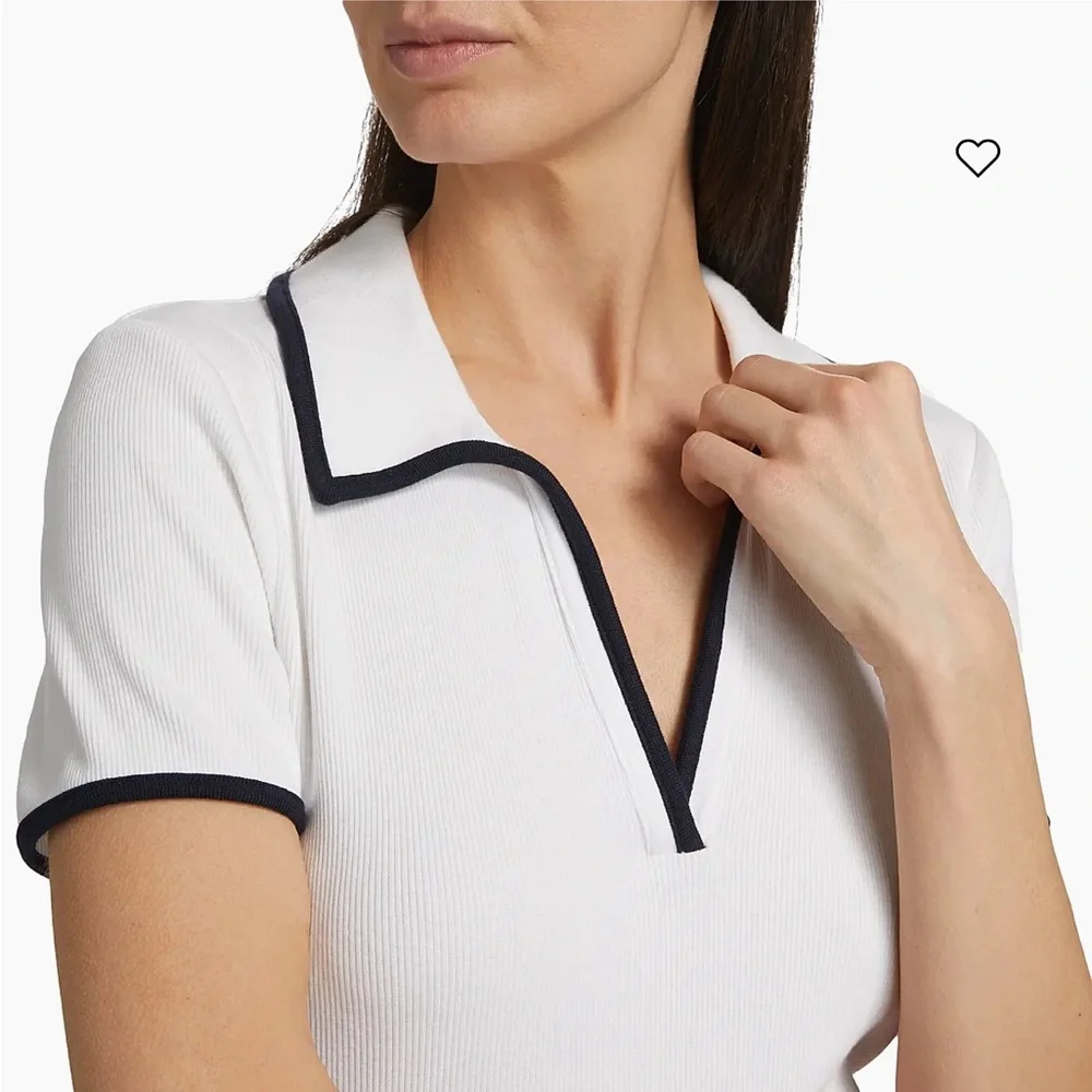 NWOT Veronica Beard Kearney Open Collar Polo Shirt - Picture 6 of 13